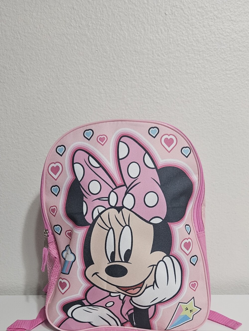 Disney Pink Minnie Mouse Kids Backpack with Polka Dot Bow
